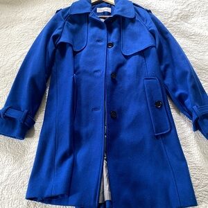 Blue Calvin Klein Wool Trench Jacket